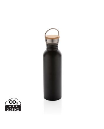 Modern stainless steel bottle with bamboo lid
