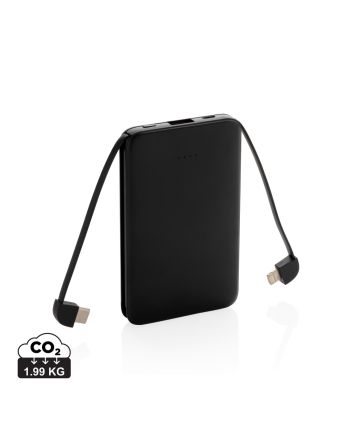 5.000 mAh Pocket Powerbank with integrated cables