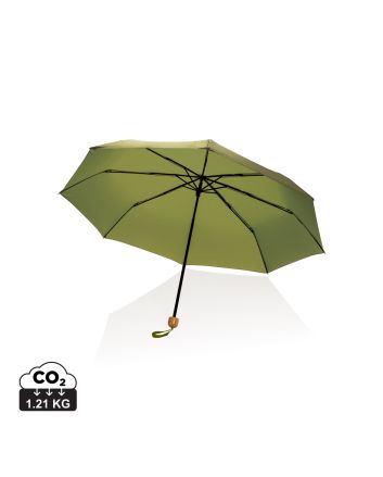 20.5" Impact AWARE™ RPET 190T Pongee bamboo mini umbrella