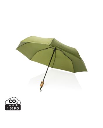 21" Impact AWARE™ RPET 190T bamboo auto open/close umbrella