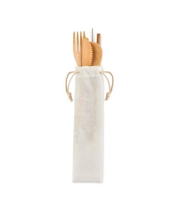 Bamboo Cutlery & Straw Set