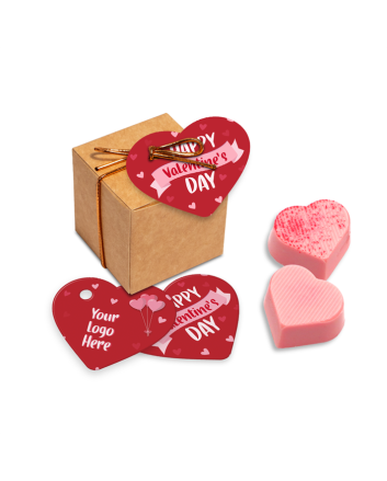 Eco Cube of Raspberry Heart Chocolate Truffles