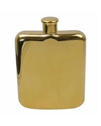 Shiny Gold Hip Flask 6oz