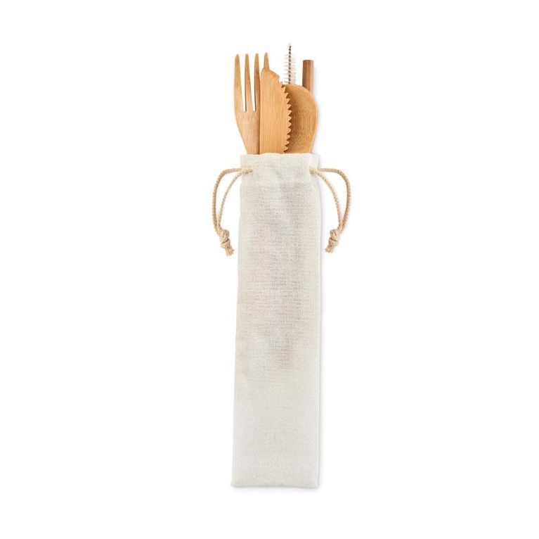 Bamboo Cutlery & Straw Set