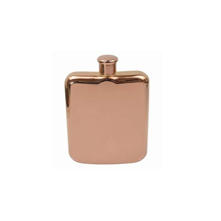 Shiny Rose Gold Hip Flask 6oz